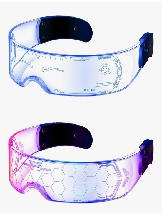 2 Pack LED Futuristic Visor Glasses in Blue and Purple main image 4